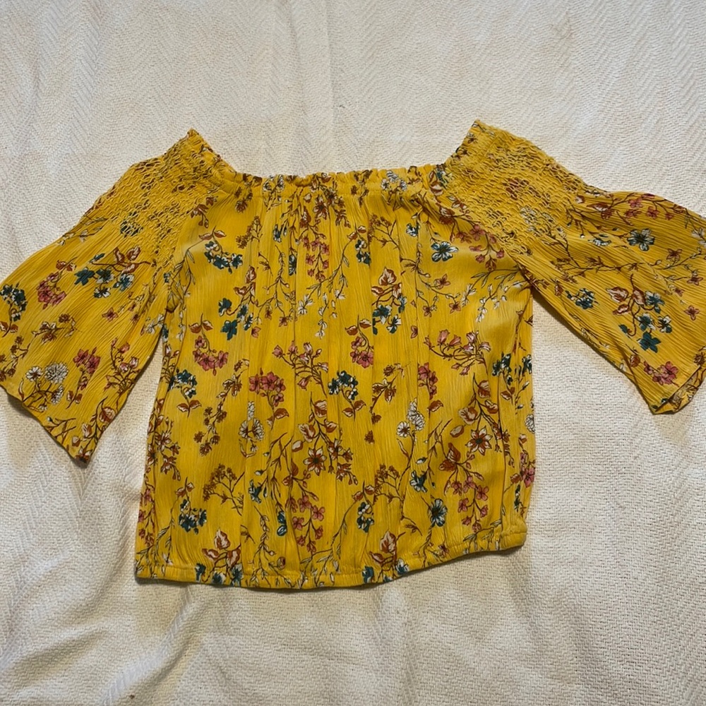 Off the shoulder floral yellow top